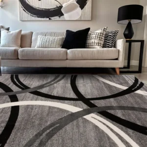 Wavy Circles Design Area Rug