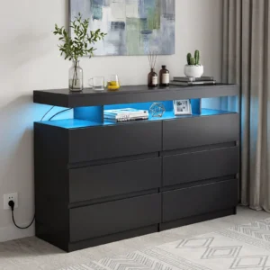 6-Drawer Dresser with Power Outlet with LED Light